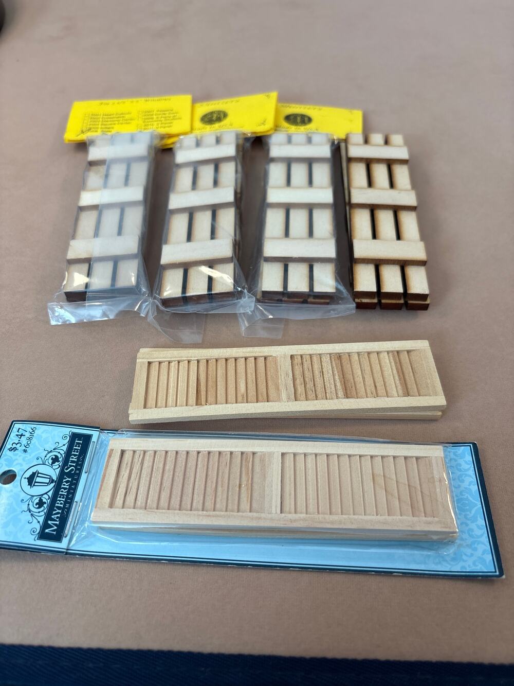 Lot NEW Dollhouse Mayberry Street Miniatures Louvered Slat Shutters Raw Wood